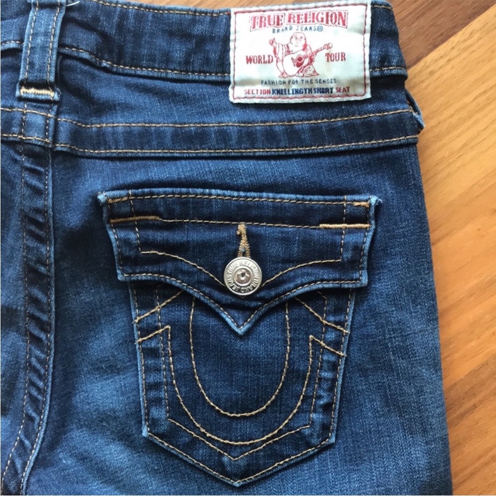TRUE RELIGION Sophie Long Denim Bermuda Shorts